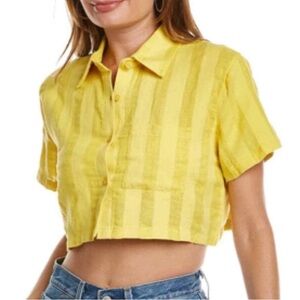 SOLID & STRIPED Yellow Striped Crop Top